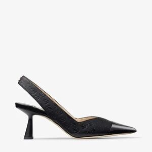 JIMMY CHOO 
Liya 65 Jc Monogram Print And Patent Slingbacks